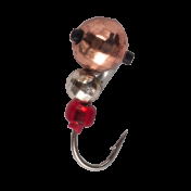 Мормишка Intech Ice Jig Мураха гранений шарік з отвором (кембрік) ø3,0*2,5 (10шт) 0,38g 2х№18 #20 медь+серебро