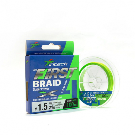 Шнур плетений Intech First Braid X4 Green 100m 0.3 (6lb/2.72kg) Шнур плетений Intech First Braid X4 Green 100m 0.3 (6lb/2.72kg)
