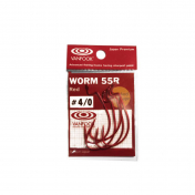Гачок Vanfook офсетний WORM55R Red #4/0 (5шт)
