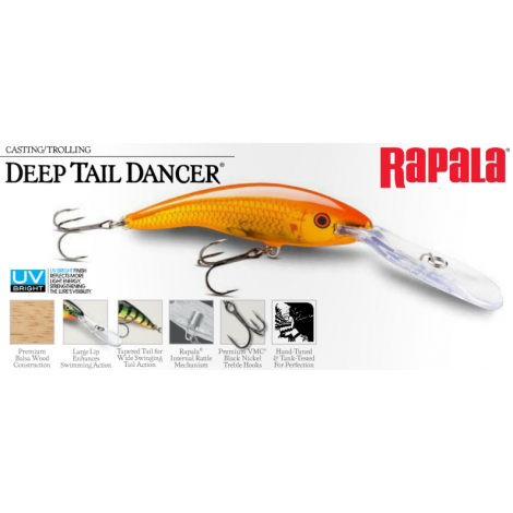 Воблер Rapala Deep Tail Dancer 09F (9 см, 13 гр, 6 м) SD Воблер Rapala Deep Tail Dancer 09F (9 см, 13 гр, 6 м) SD