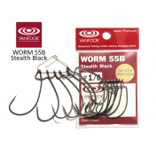 Гачок Vanfook офсетний WORM55B Stealth Black #2/0 (7шт)