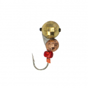 Мормишка Intech Ice Jig Мураха гранений шарік з отвором (кембрік) ø3,0*2,5 (10шт) 0,38g 2х№18 #19 золото+медь