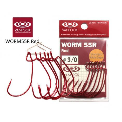 Гачок Vanfook офсетний WORM55R Red #3/0 (7шт) Гачок Vanfook офсетний WORM55R Red #3/0 (7шт)