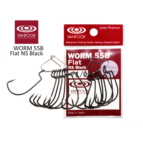 Гачок Vanfook офсетний WORM55B Flat NS Black #3/0 (5шт) Гачок Vanfook офсетний WORM55B Flat NS Black #3/0 (5шт)