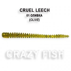 Приманка Crazy Fish  Cruel Leech 01 (olive)  8 шт - магазин Fishingstock