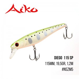 Воблер Aiko Diego  115 SP (115mm, 19,5gr, 1,2m) - магазин Fishingstock