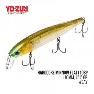 Воблер Yo-Zuri Hardcore Minnow Flat 110SP (110mm, 15.5 gr, 1.5 m) - магазин Fishingstock